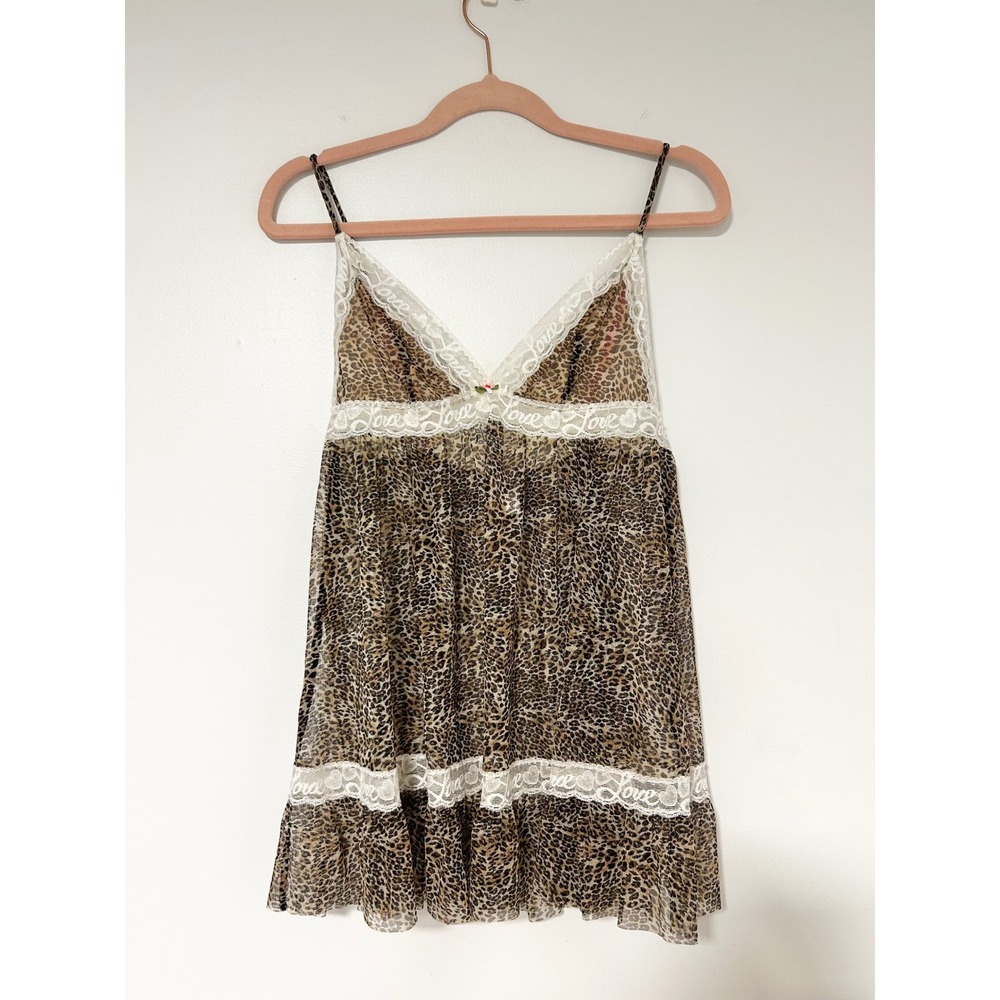 Victorias Secret Leopard Print Lace Love Babydoll Camisole Top Medium NEW